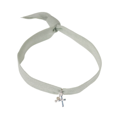 Armband Textil "Kreuz mit Perle"