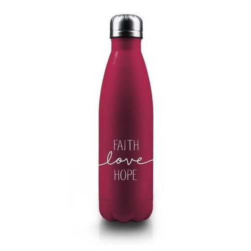 Isolierflasche "Faith - love - hope" (beerenrot)