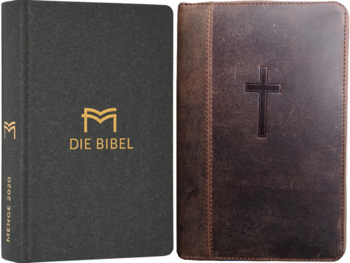 Menge 2020 Bibel - Hardcover + Hülle, Echtleder Vintage - Buffalo dunkelbraun