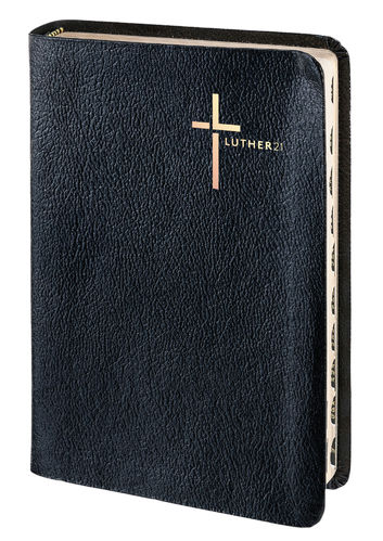 Luther21 - Taschenausgabe - Lederfaserstoff schwarz, Griffregister, Goldschnitt