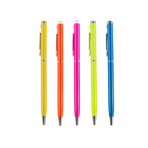 Neonfarbener Metall-Kugelschreiber (versch. Farben)